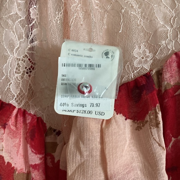 NWT Free People Romantic Combo floral long sleeve blouse size S/M - Picture 4 of 12